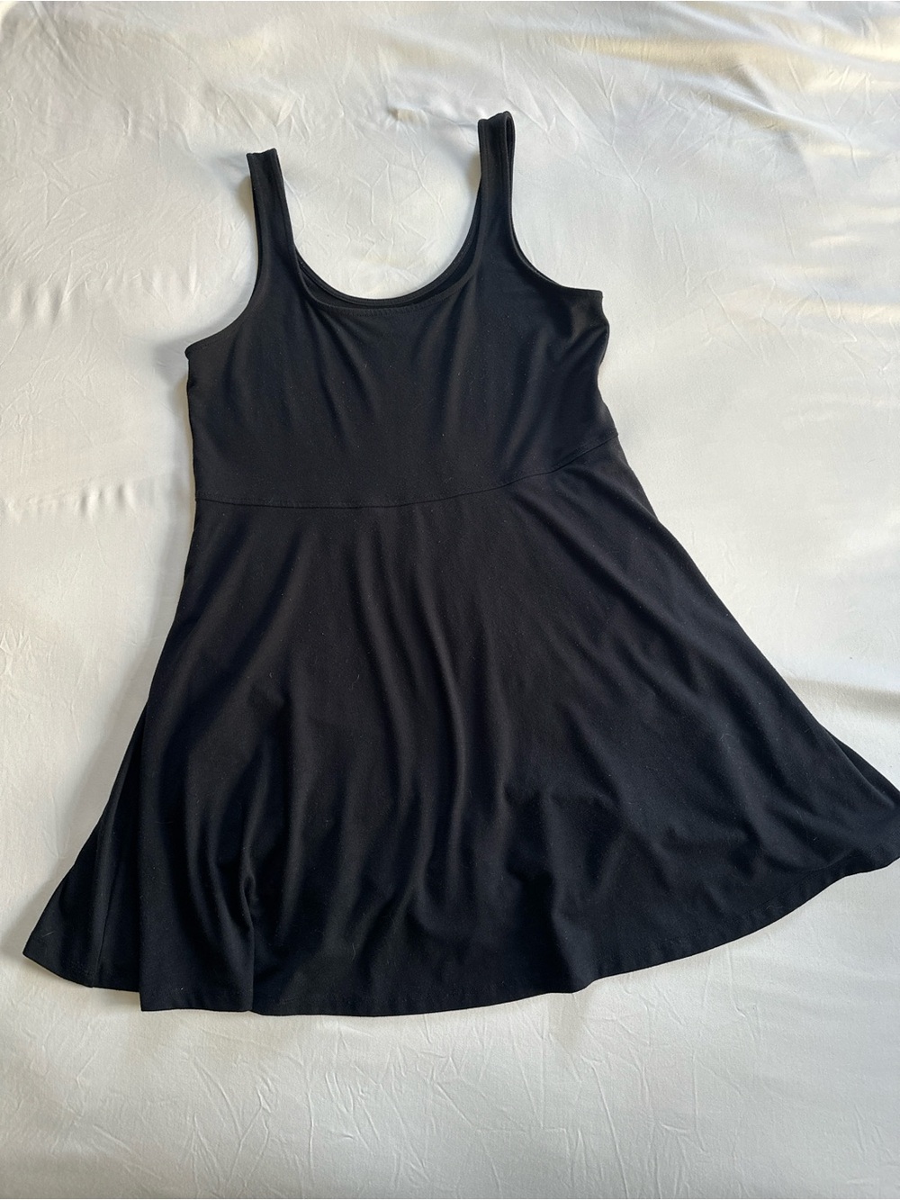 American Eagle Black Knit Fit & Flare Mini Skort Tank Dress | L